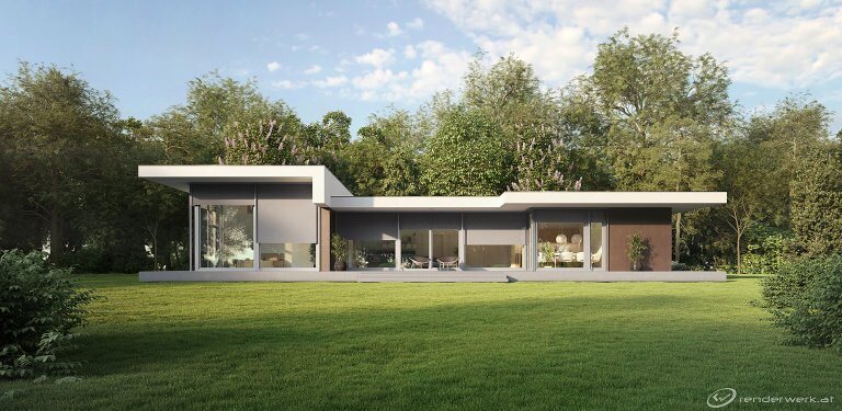 Prefab 3D Haus Fertighaus Architektur Rendering