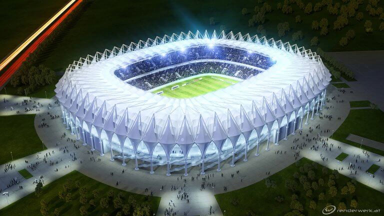 Stadium Architekturrendering Fußball Grossprojekt