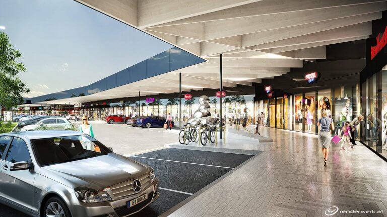Shoppingcenter-hatric-hartberg 3d visualisierung Architektur