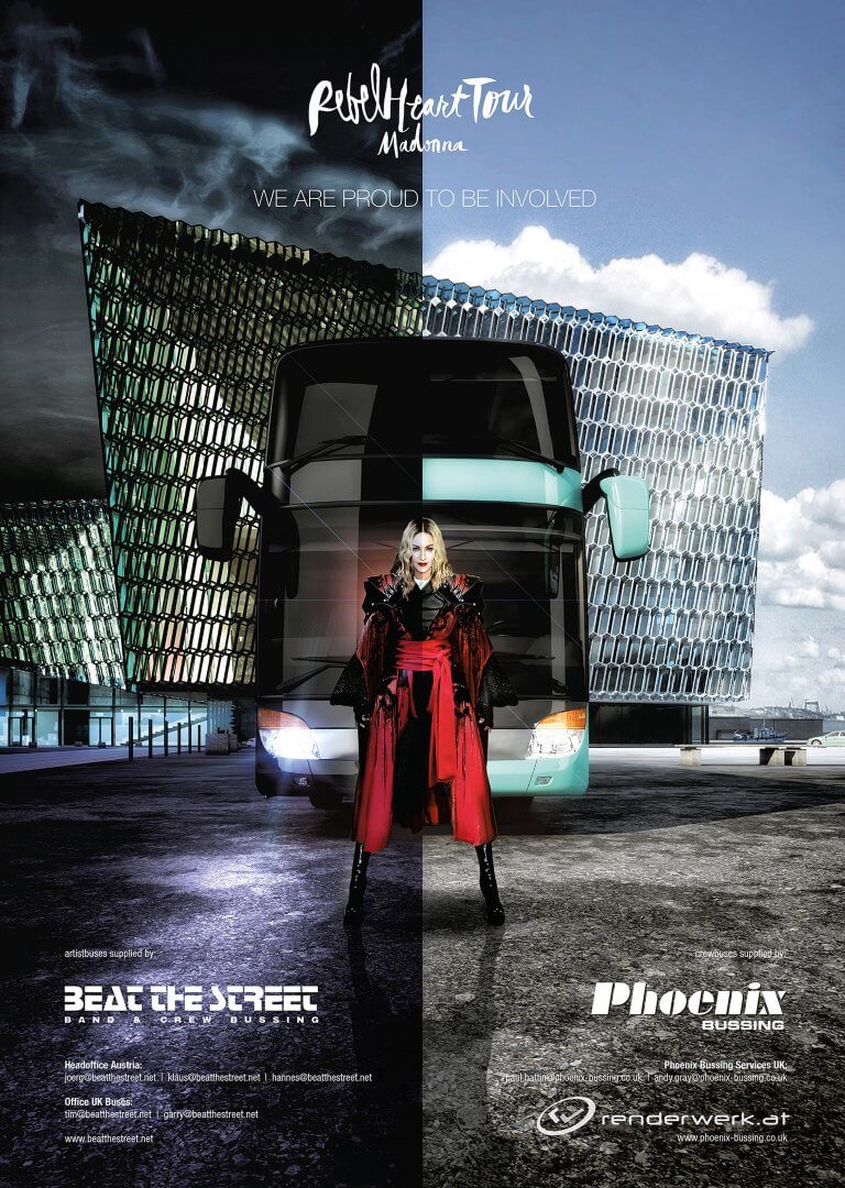 Madonna Beat Phoenix Produktrendering Tourbus